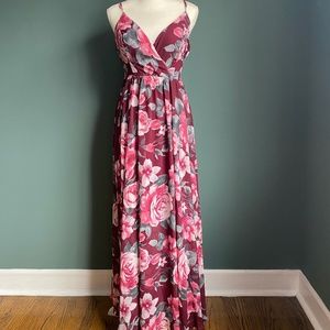 Pink Floral Maxi Dress - Size 6